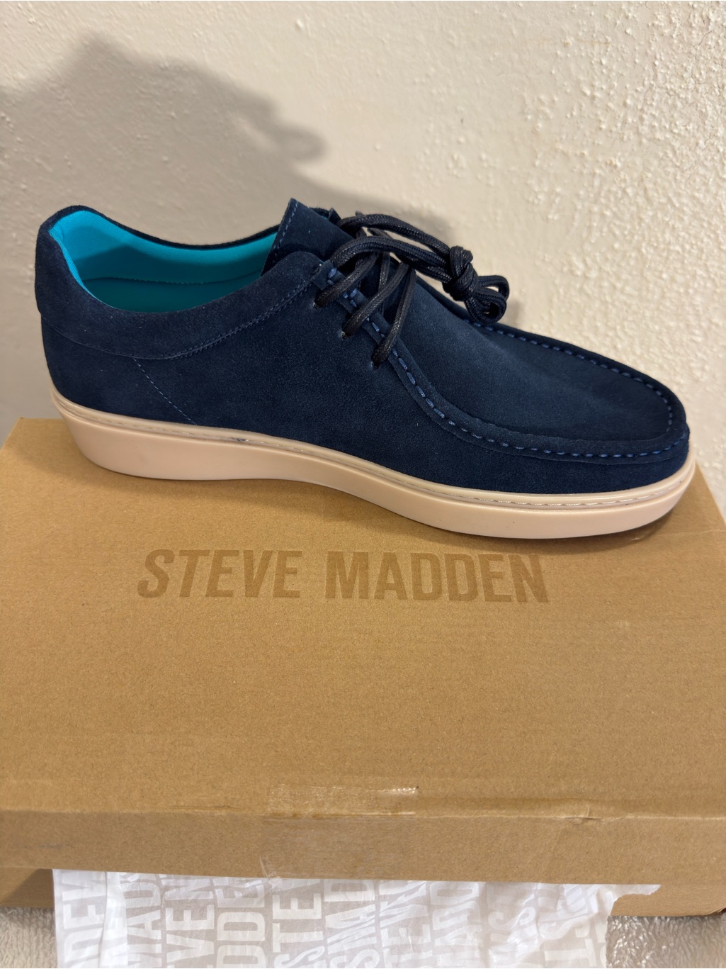 Steve Madden Navy Suede Slip-On With Cream Sole
